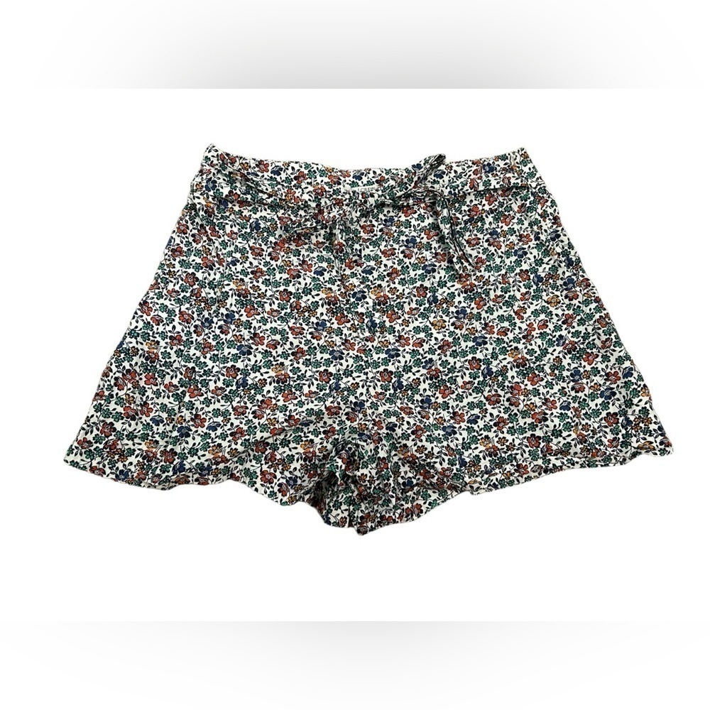 J. Crew Pleated High Rise Waist Tie Belted Floral Shorts Multicolor Size 14